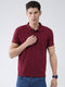 Men Maroon Solid Collar Half Sleeve T-Shirt
