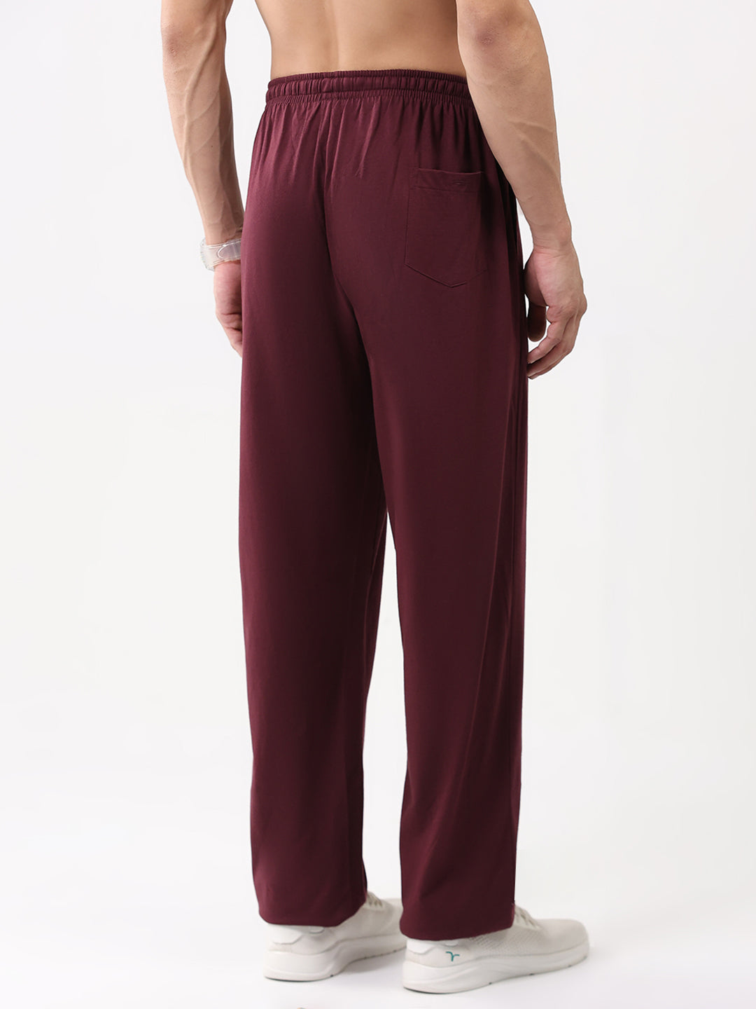 Men Maroon Solid Regular Fit Lower