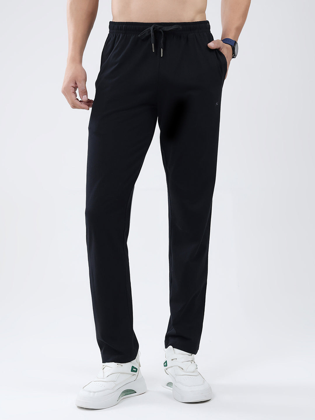 Men Black Solid Regular Fit Lower