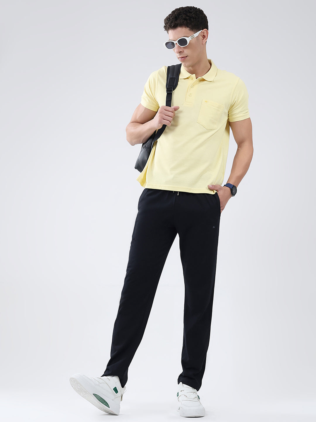 Men Black Solid Regular Fit Lower