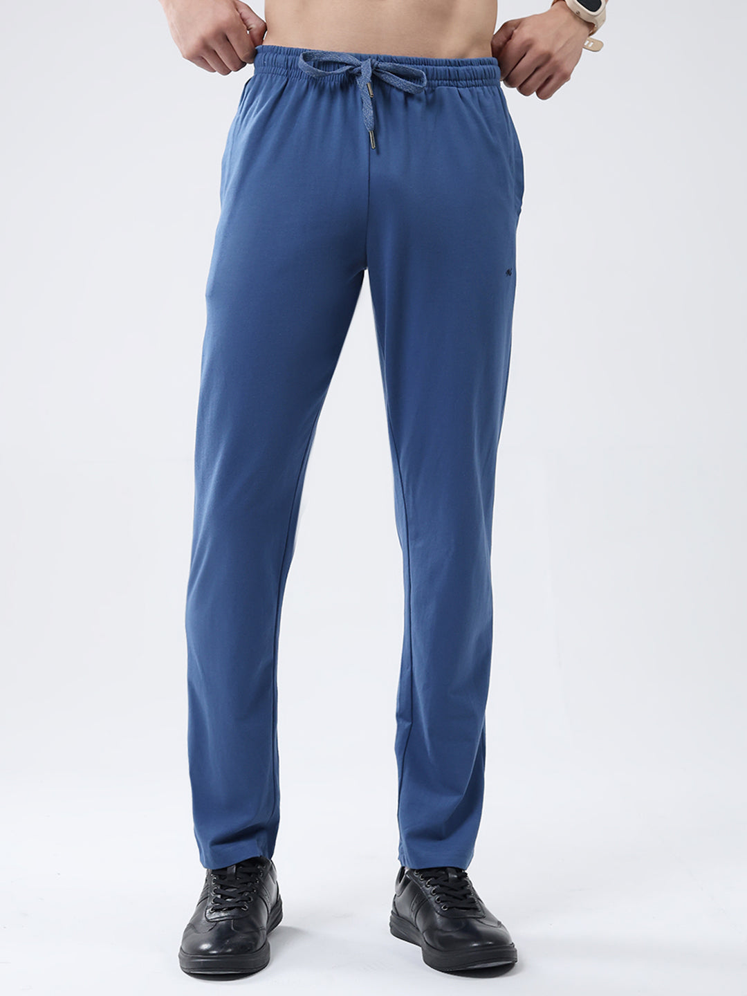 Men Blue Solid Regular Fit Lower