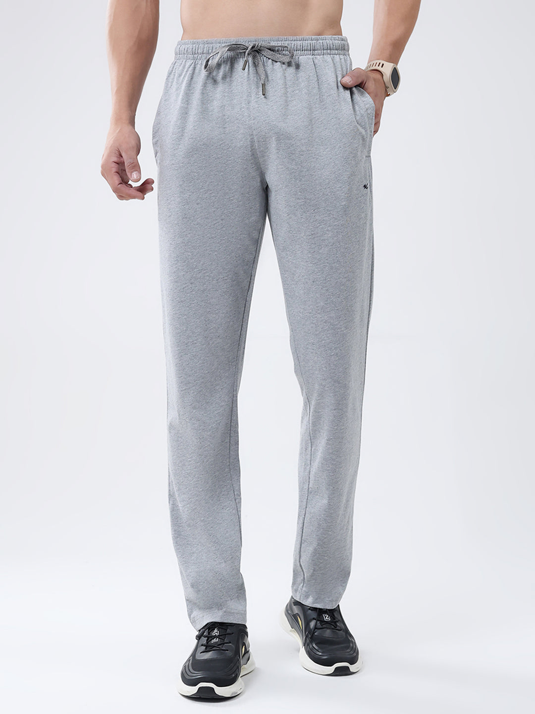 Men Grey Solid Regular Fit Lower