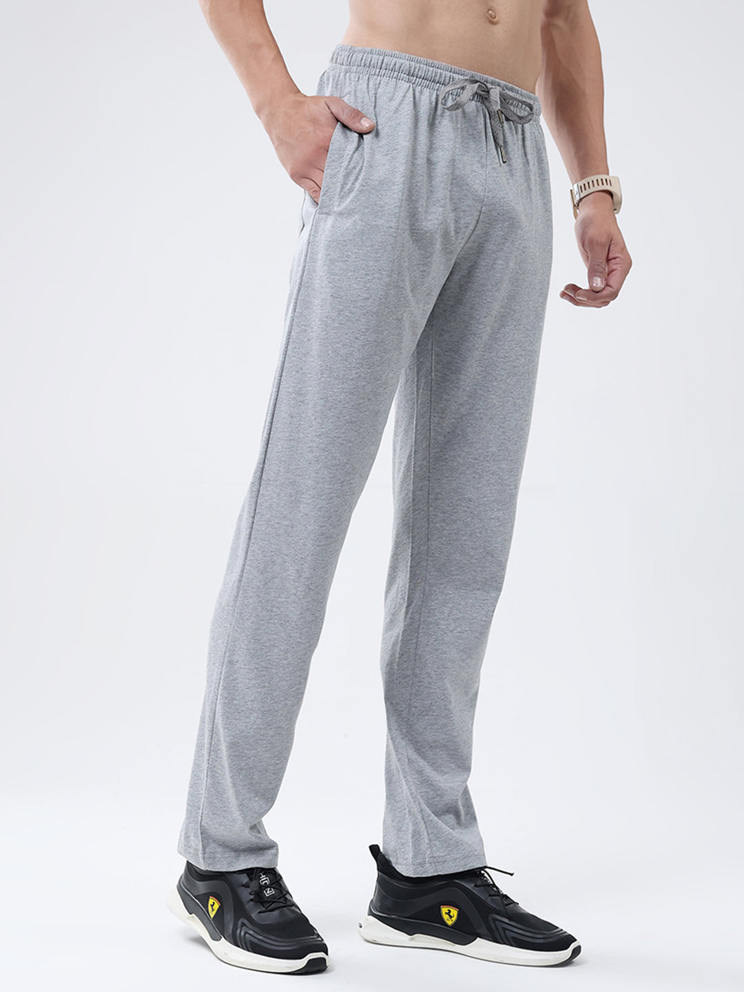 Men Grey Solid Regular Fit Lower