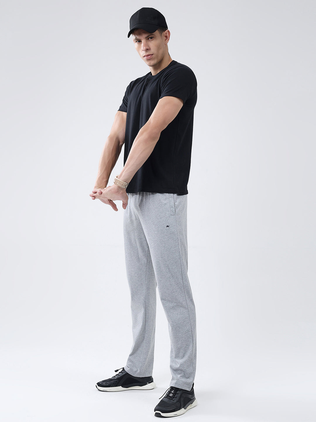 Men Grey Solid Regular Fit Lower