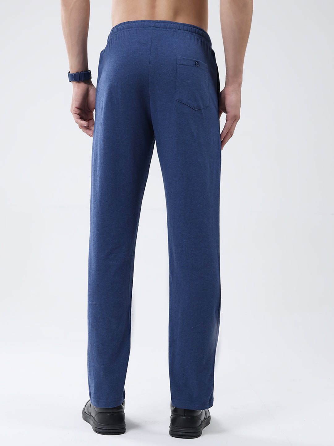 Men Blue Solid Regular Fit Lower