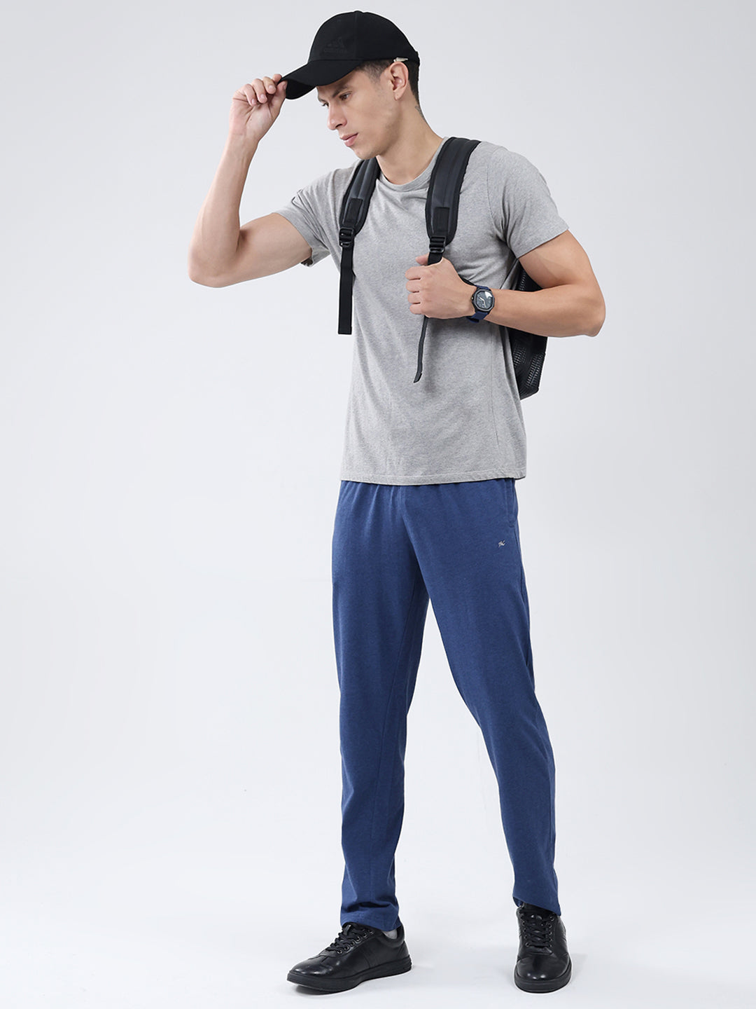 Men Blue Solid Regular Fit Lower