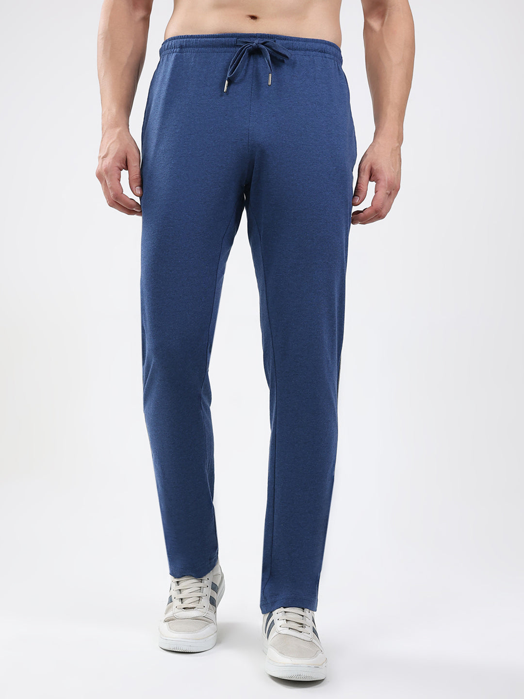 Men Blue Solid Regular Fit Lower