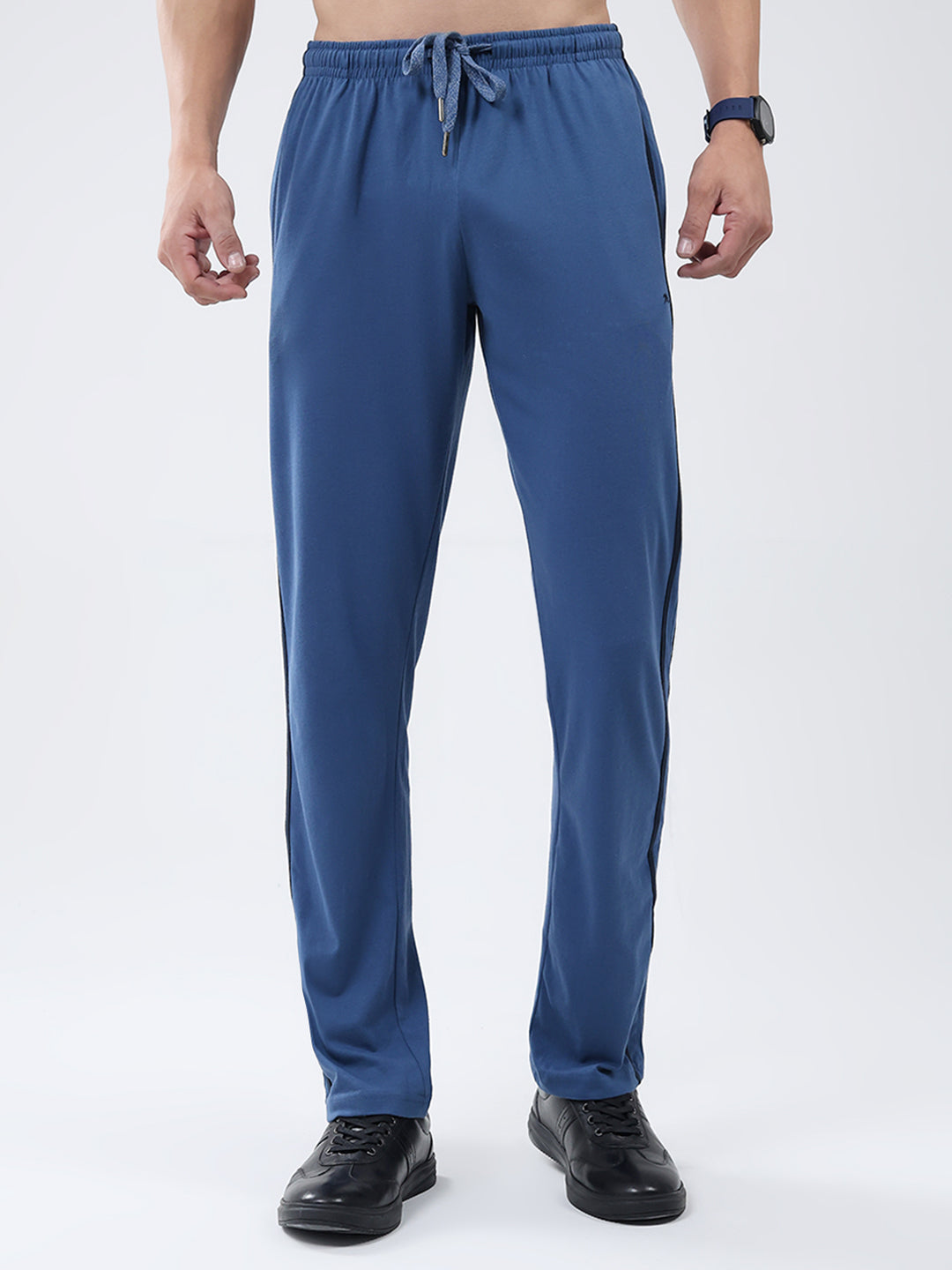Men Blue Solid Regular Fit Lower