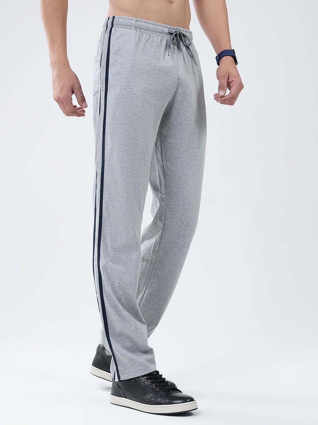 Men Grey Solid Regular Fit Lower