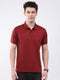 Men Maroon Solid Collar Half Sleeve T-Shirt