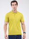 Men Yellow Solid Collar Half Sleeve T-Shirt