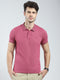 Men Pink Solid Collar Half Sleeve T-Shirt