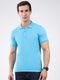 Men Blue Solid Collar Half Sleeve T-Shirt