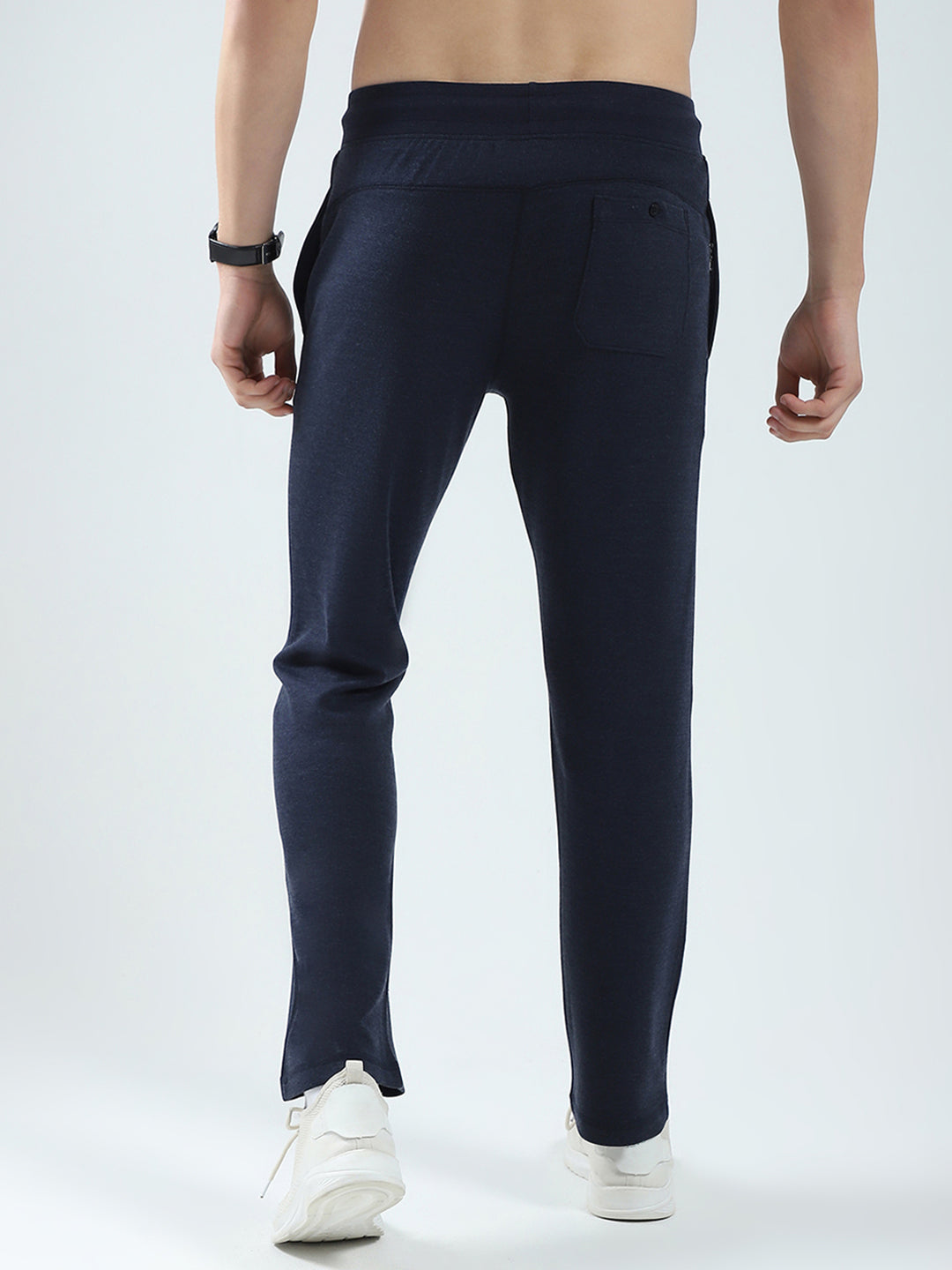 Men Navy Blue Solid Regular Fit Lower