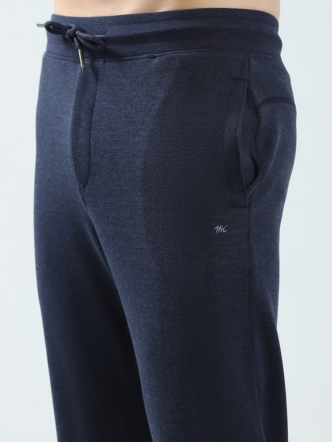 Men Navy Blue Solid Regular Fit Lower