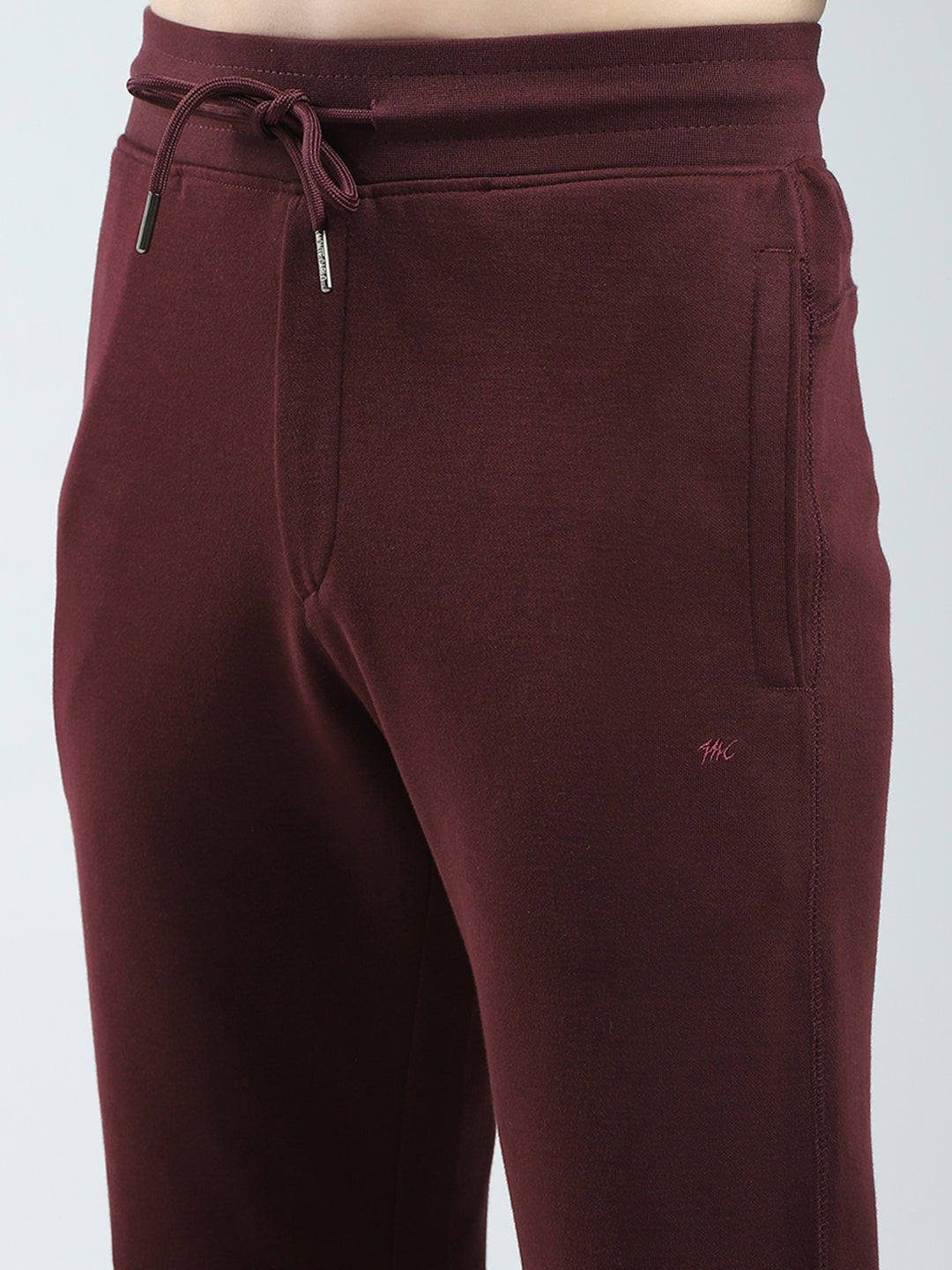 Men Maroon Solid Regular Fit Lower