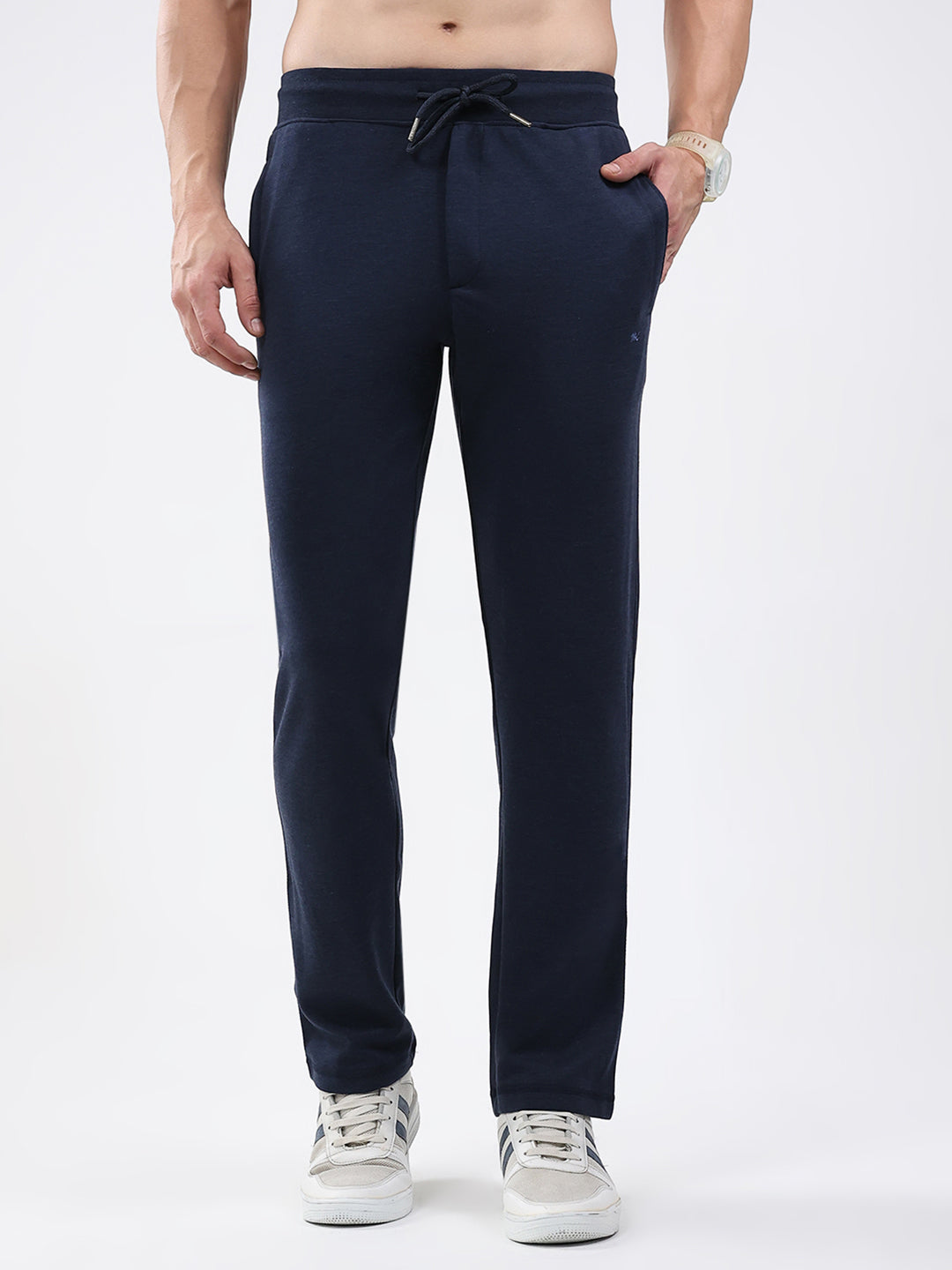 Men Blue Solid Regular Fit Lower