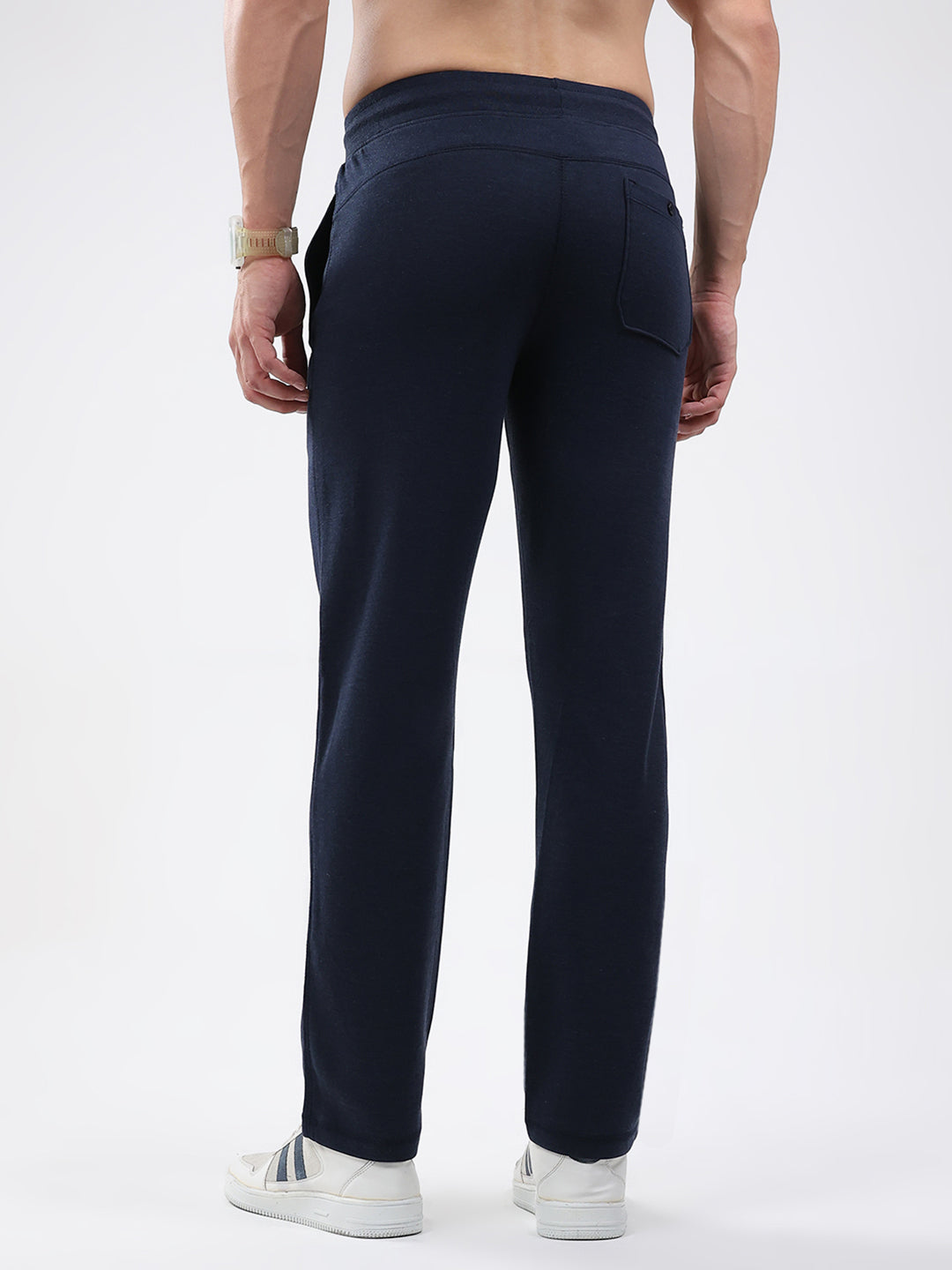 Men Blue Solid Regular Fit Lower