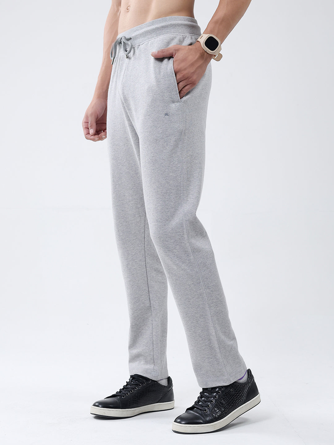 Men Grey Solid Regular Fit Lower