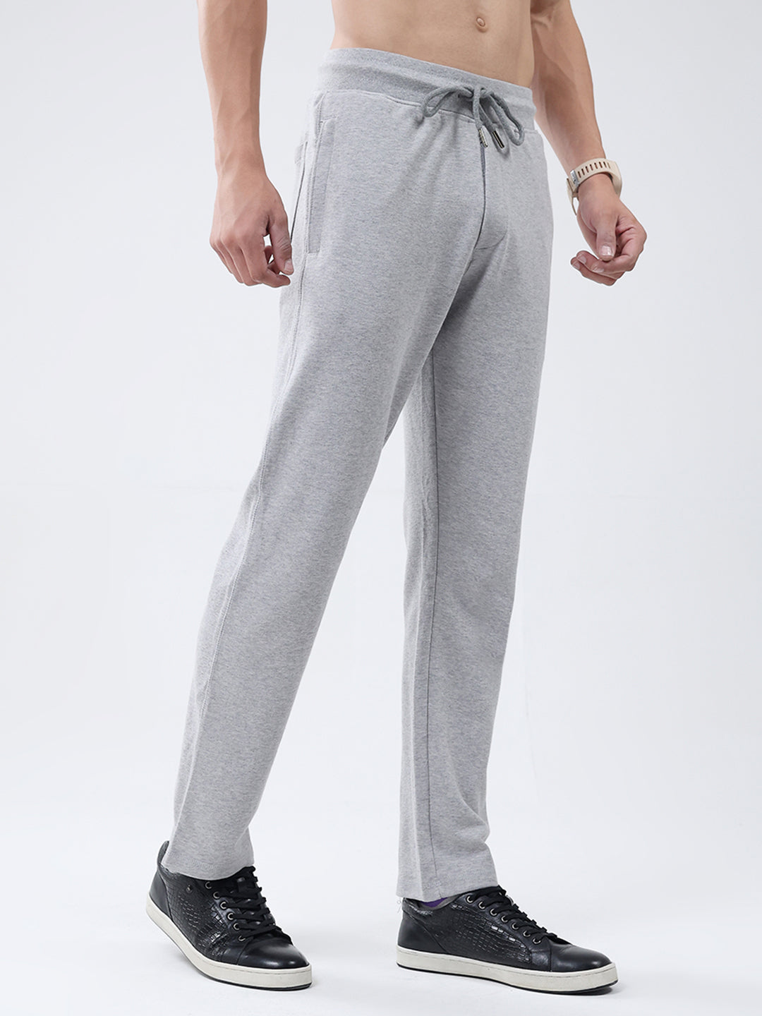 Men Grey Solid Regular Fit Lower