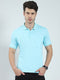 Men Blue Solid Collar Half Sleeve T-Shirt