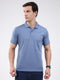 Men Blue Solid Collar Half Sleeve T-Shirt
