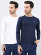 Men White & Navy Blue Solid Round Neck Full Sleeve T-Shirt (Pack of 2)