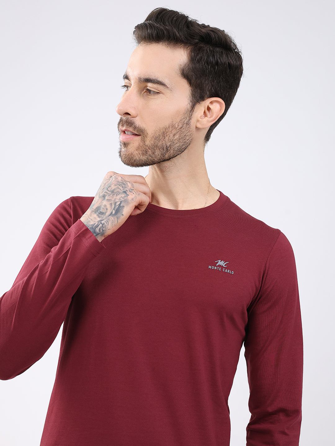 Men Black & Maroon Solid Round Neck Full Sleeve T-Shirt (Pack of 2)