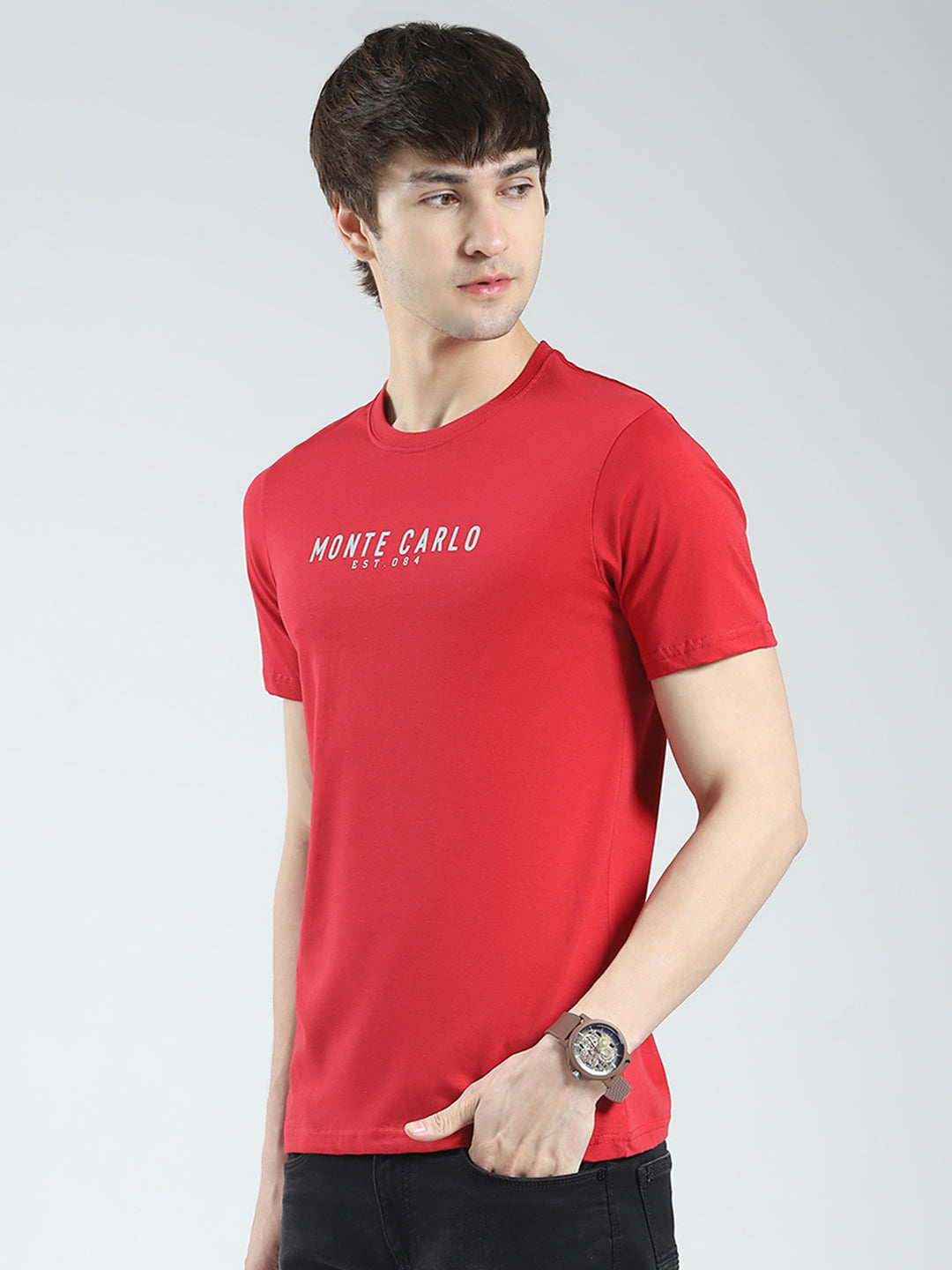 Men Maroon Solid Round Neck Half Sleeve T-Shirt