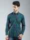 Men Green Check Collar Full Sleeve Shirt
