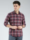 Men Red Check Collar Full Sleeve Shirt