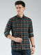 Men Green Check Collar Full Sleeve Shirt