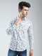 Men White Printed Collar Full Sleeve Shirt