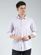 Men Purple Printed Collar Full Sleeve Shirt