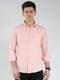 Men Peach Check Collar Full Sleeve Shirt