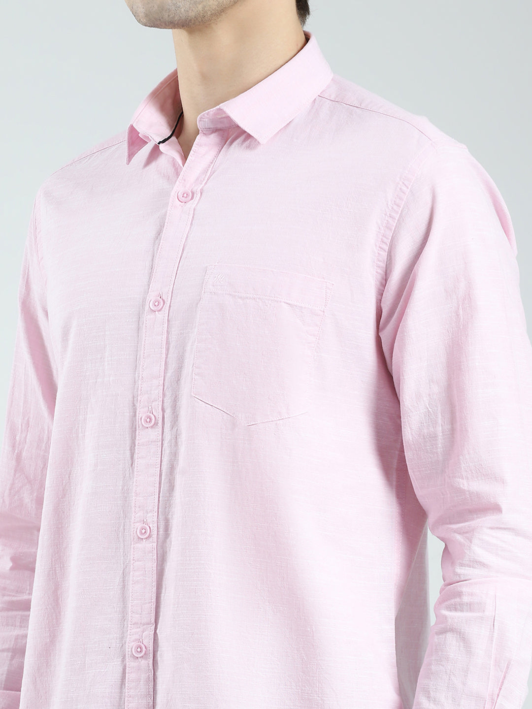 Men Pink Solid Collar Full Sleeve Shirt
