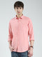 Men Orange Solid Collar Full Sleeve Shirt
