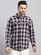Men Red Check Collar Full Sleeve Shirt
