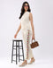 Women Cream Solid Round Neck Sleeveless Cords Set