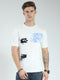 Men White Printed Round Neck Half Sleeve T-Shirt