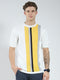 Men White Stripe Round Neck Half Sleeve T-Shirt