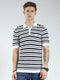 Men White Stripe Collar Half Sleeve T-Shirt