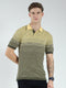 Men Green Self Design Collar Half Sleeve T-Shirt