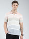 Men Peach Stripe Collar Half Sleeve T-Shirt