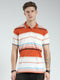 Men Rust Stripe Collar Half Sleeve T-Shirt