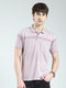 Men Pink Self Design Collar Half Sleeve T-Shirt