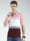 Men Maroon Stripe Collar Half Sleeve T-Shirt