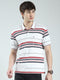 Men White Stripe Collar Half Sleeve T-Shirt