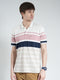 Men White & Pink Stripe Collar Half Sleeve T-Shirt