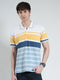 Men Yellow Stripe Collar Half Sleeve T-Shirt
